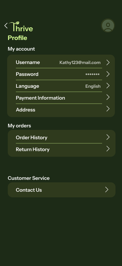Thrive — Plant profile screen