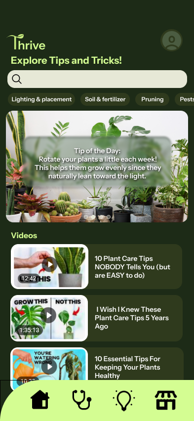 Thrive — Tips screen